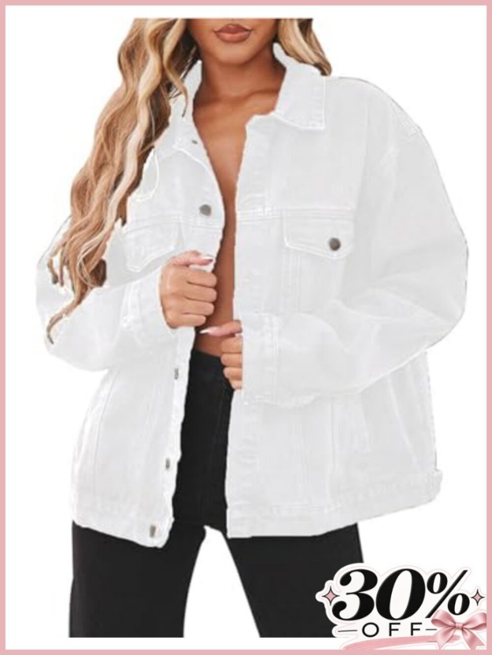 Oversized Denim Jacket Women Long Sleeve Trucker Jean Jacket Button Down